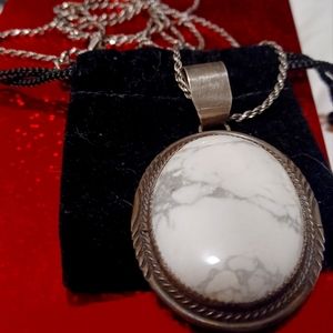Gorgeous vintage Native American, marked HL, Sterling Silver &Howlite pendant